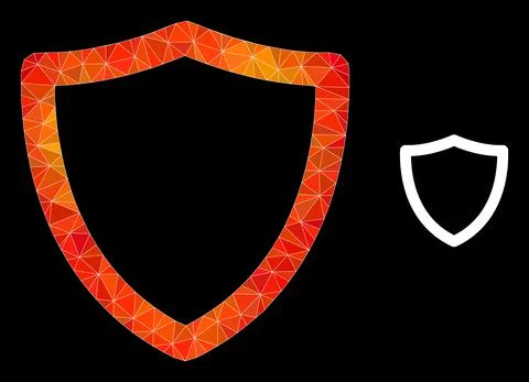Vector Triangle Filled Shiled Icon with Orange Colored Gradient Stock Illustration