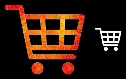 Vector Triangle Filled Shopping Cart Icon with Fire Gradient Stock Illustration