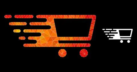 Vector Triangle Filled Shopping Cart Icon with Flame Gradient 스톡 일러스트