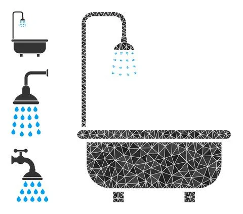 Vector Triangle Filled Shower Bath Icon with Other Icons 스톡 일러스트
