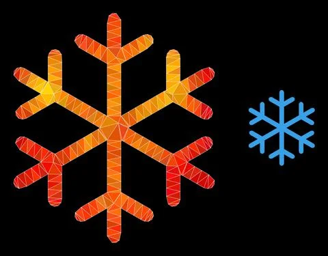 Vector Triangle Filled Snowflake Icon with Flame Gradient Stock Illustration