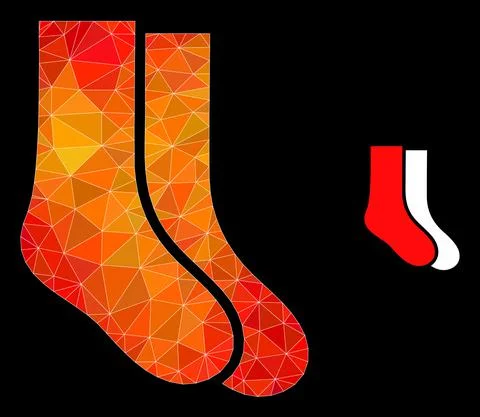 Vector Triangle Filled Socks Icon with Flame Gradient Stock Illustration