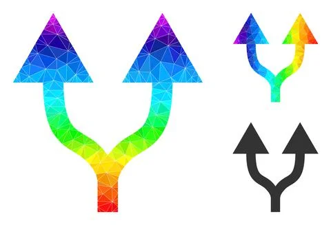 Vector Triangle Filled Split Arrows Up Icon with Spectral Colored Gradient Stock Illustration