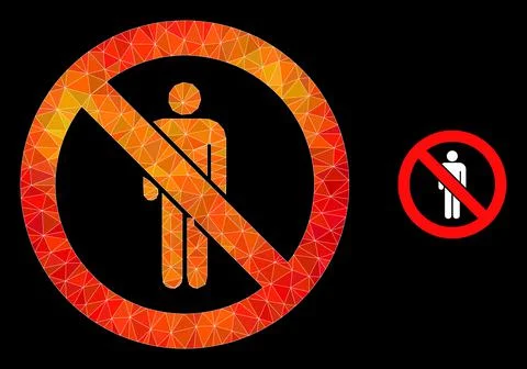 Vector Triangle Filled Stop Man Icon with Flame Gradient Stock Illustration