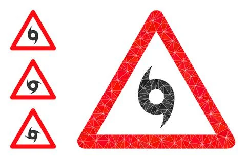 Vector Triangle Filled Storm Whirlpool Warning Icon with Bonus Icons Stock Illustration
