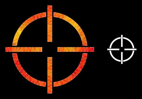 Vector Triangle Filled Target Icon with Fire Gradient Stock Illustration