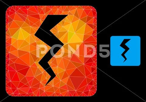 Vector Triangle Filled Thunder Crack Icon with Fire Gradient ~ Clip Art ...