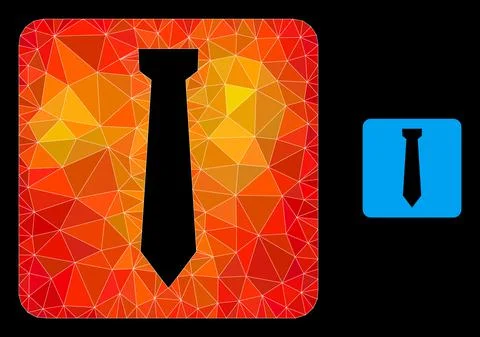 Vector Triangle Filled Tie Icon with Flame Gradient Stock Illustration