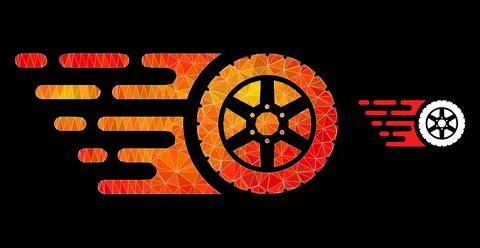 Vector Triangle Filled Tire Wheel Icon with Flame Gradient Illustrazione stock