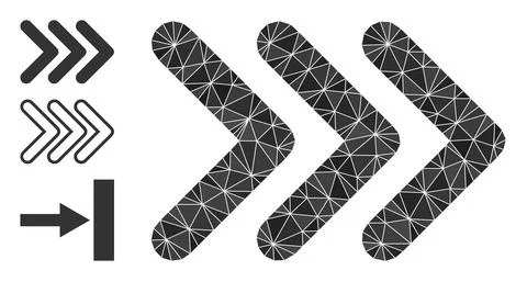 Vector Triangle Filled Triple Arrowhead Right Icon and Bonus Icons 스톡 일러스트