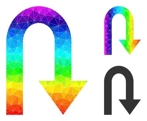 Vector Triangle Filled Turn Back Icon with Rainbow Gradient Illustrazione stock