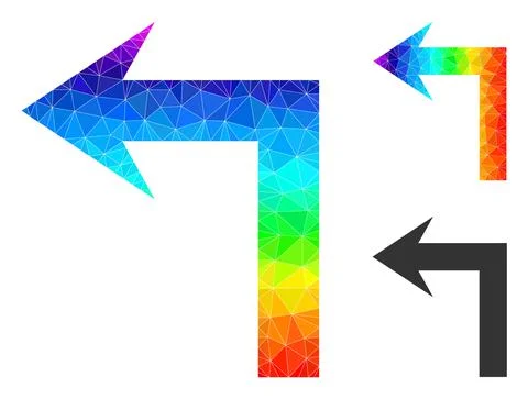 Vector Triangle Filled Turn Left Icon with Spectral Colored Gradient Illustrazione stock