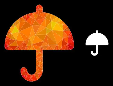 Vector Triangle Filled Umbrella Icon with Flame Gradient Stock Illustration