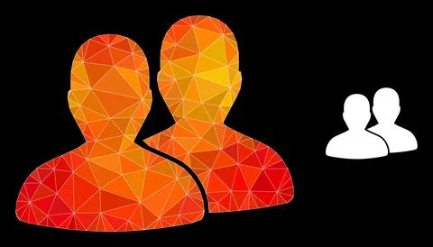 Vector Triangle Filled Users Icon with Flame Gradient Stock Illustration