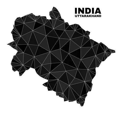 Vector Triangle Filled Uttarakhand State Map Stock Illustration
