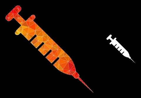 Vector Triangle Filled Vaccine Icon with Fire Gradient Stock Illustration