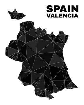 Vector Triangle Filled Valencia Province Map 스톡 일러스트