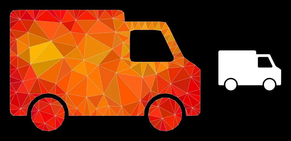Vector Triangle Filled Van Car Icon with Fire Gradient Stock Illustration