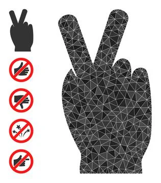 Vector Triangle Filled Victory Gesture Icon and Other Icons Stock Illustration