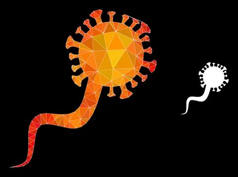 Vector Triangle Filled Virion Virus Icon with Flame Gradient Stock Illustration