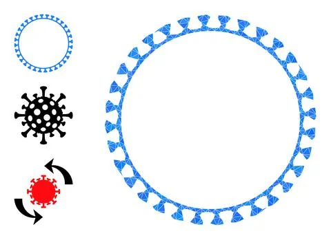 Vector Triangle Filled Virus Shell Icon with Bonus Icons Illustrazione stock