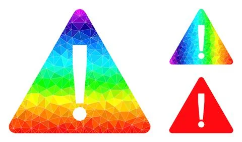 Vector Triangle Filled Warning Icon with Rainbow Gradient Stock Illustration