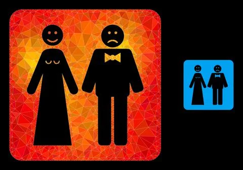 Vector Triangle Filled Wedding Emotions Icon with Orange Colored Gradient Illustrazione stock