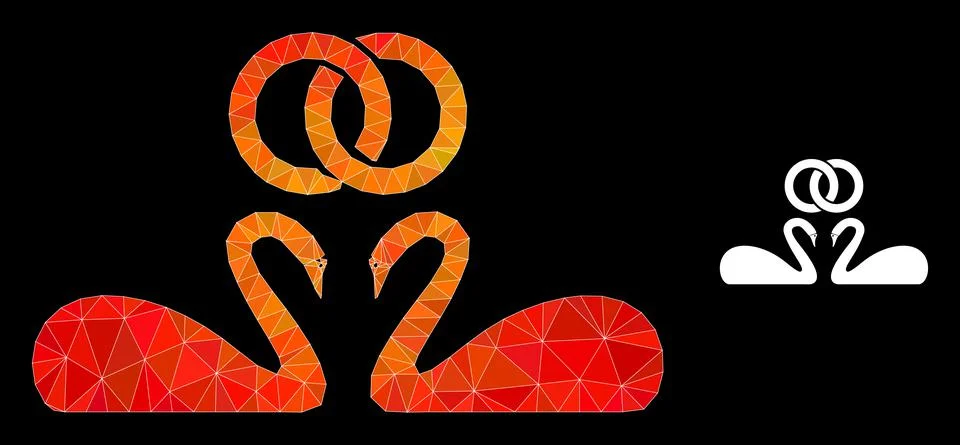 Vector Triangle Filled Wedding Swans Icon with Orange Colored Gradient Stock Illustration