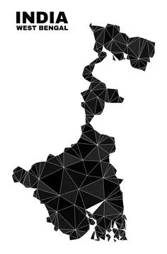 Vector Triangle Filled West Bengal State Map 스톡 일러스트