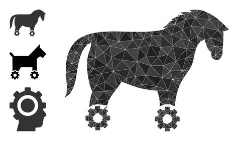Vector Triangle Filled Wheeled Horse Icon and Bonus Icons Illustrazione stock