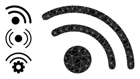Vector Triangle Filled Wi-Fi Access Point Icon with Similar Icons Stock Illustration