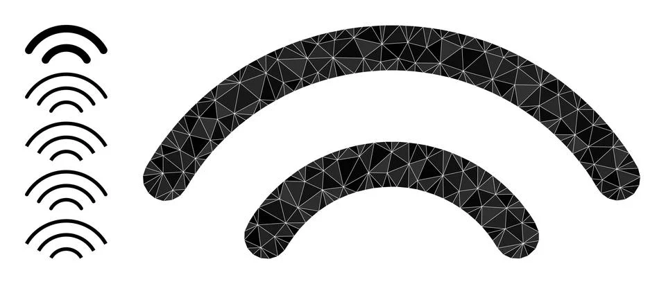 Vector Triangle Filled Wi-Fi Waves Icon and Bonus Icons Stock Illustration