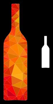 Vector Triangle Filled Wine Bottle Icon with Flame Gradient 스톡 일러스트