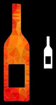 Vector Triangle Filled Wine Bottle Icon with Fire Gradient Stockillustratie