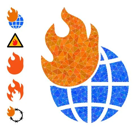 Vector Triangle Filled World Fire Icon and More Icons Stockillustratie