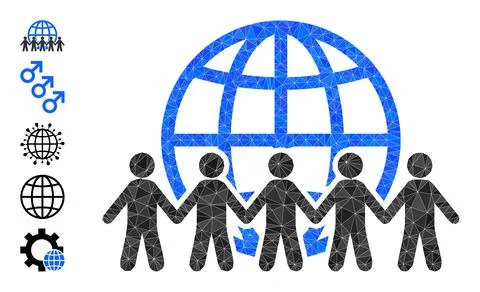 Vector Triangle Filled World People Icon and Additional Icons Stock Illustration