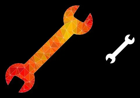 Vector Triangle Filled Wrench Icon with Flame Gradient Illustrazione stock