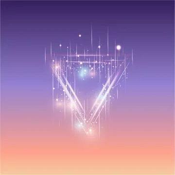 Vector triangle frame shining circle banner illustration Stock Illustration