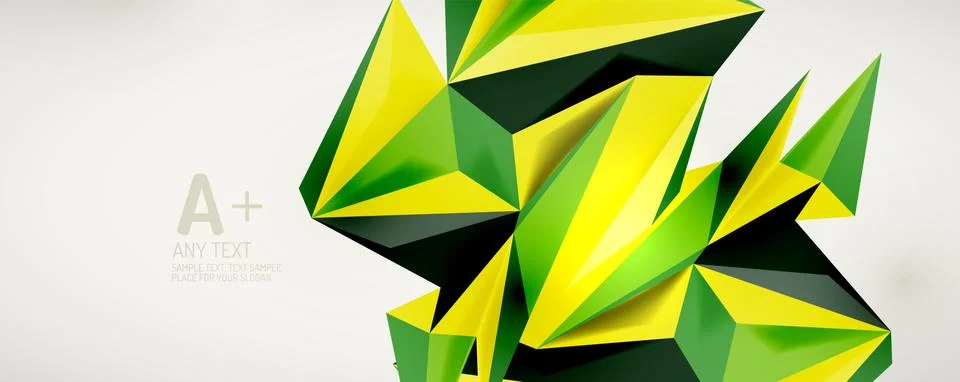 Vector triangle geometric backgrounds. Low poly 3d shape on light backdrop Illustrazione stock