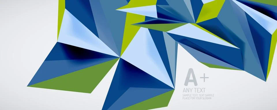 Vector triangle geometric backgrounds. Low poly 3d shape on light backdrop Illustrazione stock