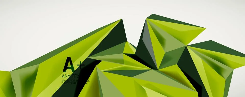 Vector triangle geometric backgrounds. Low poly 3d shape on light backdrop イラスト素材