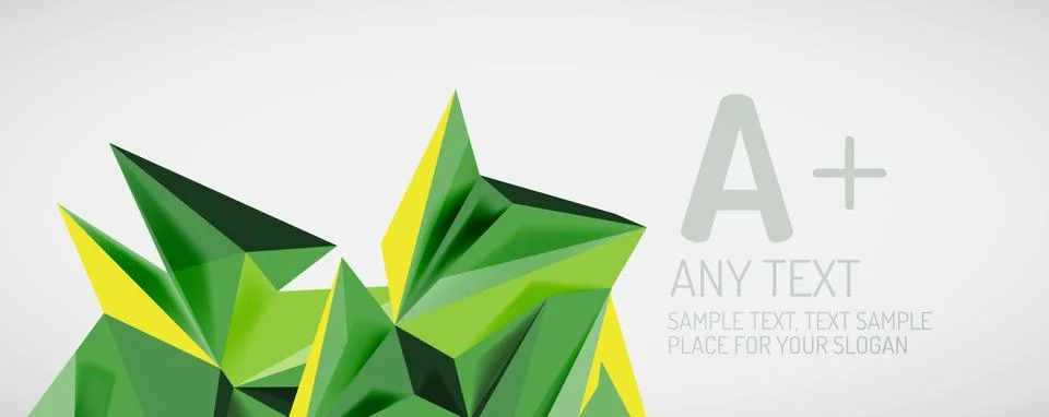 Vector triangle geometric backgrounds. Low poly 3d shape on light backdrop Illustrazione stock