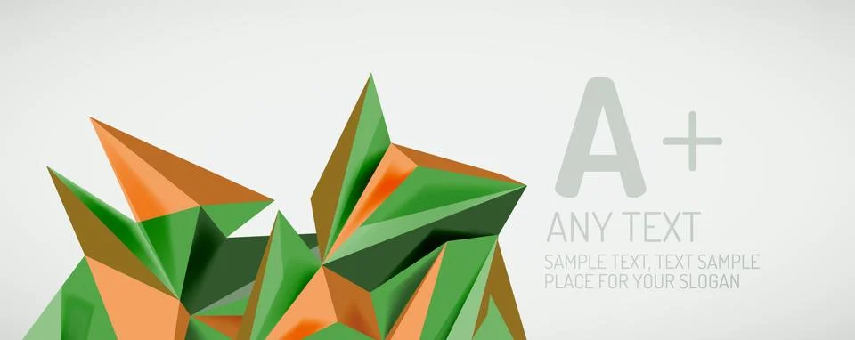 Vector triangle geometric backgrounds. Low poly 3d shape on light backdrop Illustrazione stock