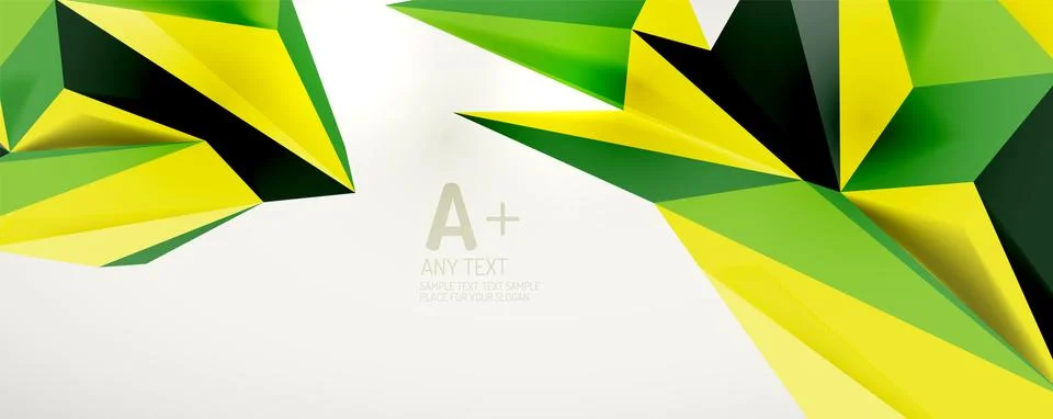 Vector triangle geometric backgrounds. Low poly 3d shape on light backdrop Illustrazione stock