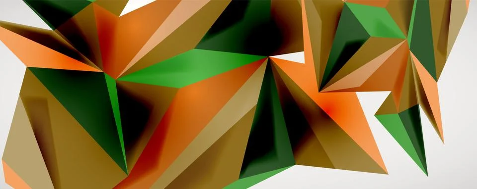 Vector triangle geometric backgrounds. Low poly 3d shape on light backdrop Stock Illustration