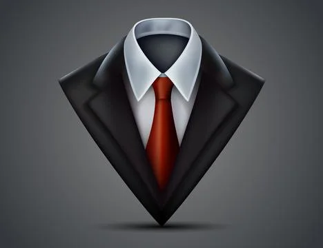 Vector triangle jacket and tie, Suit 3d object, Vector Stock Illustration