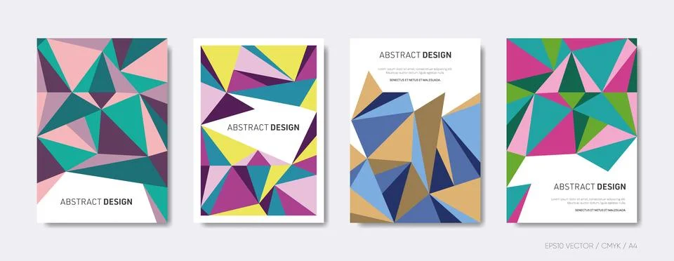Vector triangle mosaic pattern brochure cover set Stockillustratie