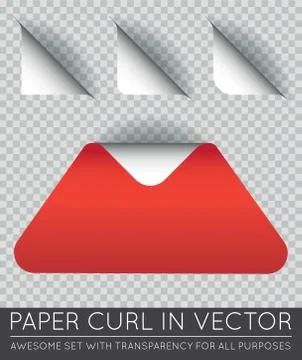 Vector Triangle with Paper Curl with Shadow Isolated Set. Stock Illustration
