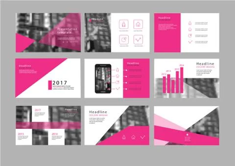 Vector triangle pink presentation template, annual report, booklet, brochure Stock Illustration
