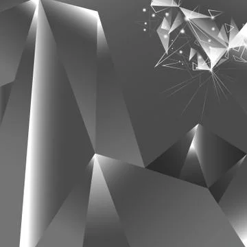 Vector triangles geometric sapphire gem crystal mirror reflection with stars Stock Illustration